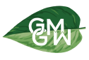 A green leaf with the word gmw on it.