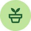 A green icon with a plant in a pot.